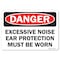 Signmission OSHA Decal, Excessive Noise Ear Protection Must Worn, 7in X 5in Decal, 5" H, 7" W, Landscape OS-DS-D-57-L-19348 - alternate 1